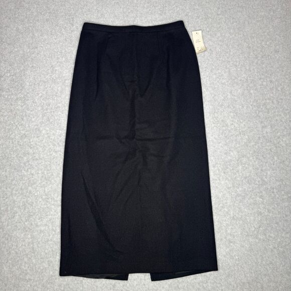 Vintage Ilyse Hart Wool Skirt Womens 12 Black Straight Maxi Preppy Office - Picture 1 of 10